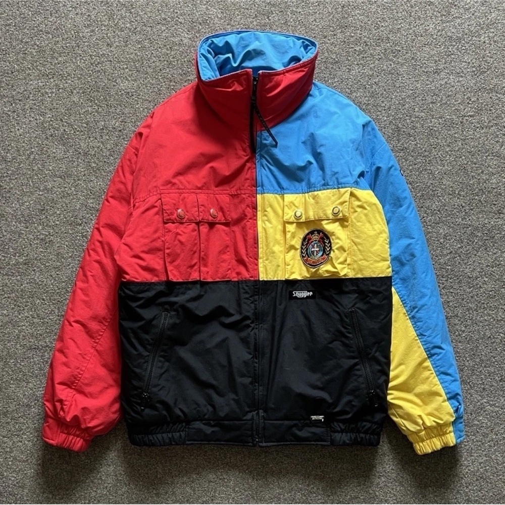 Vintage Snuggler Ski Jackson Hole Puffer Bomber Jacket Men’s M Retro Colorblock